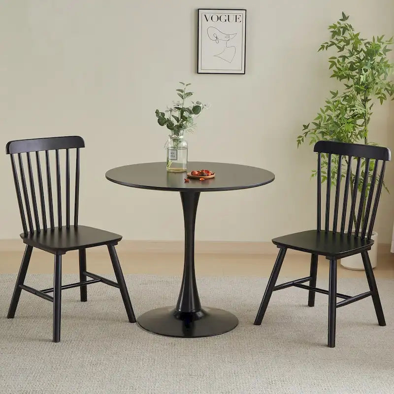 Table à manger ronde Table de cuisine moderne de 80 cm, design tulipe avec pied, table décontractée médiévale pour 2 à 4 personnes