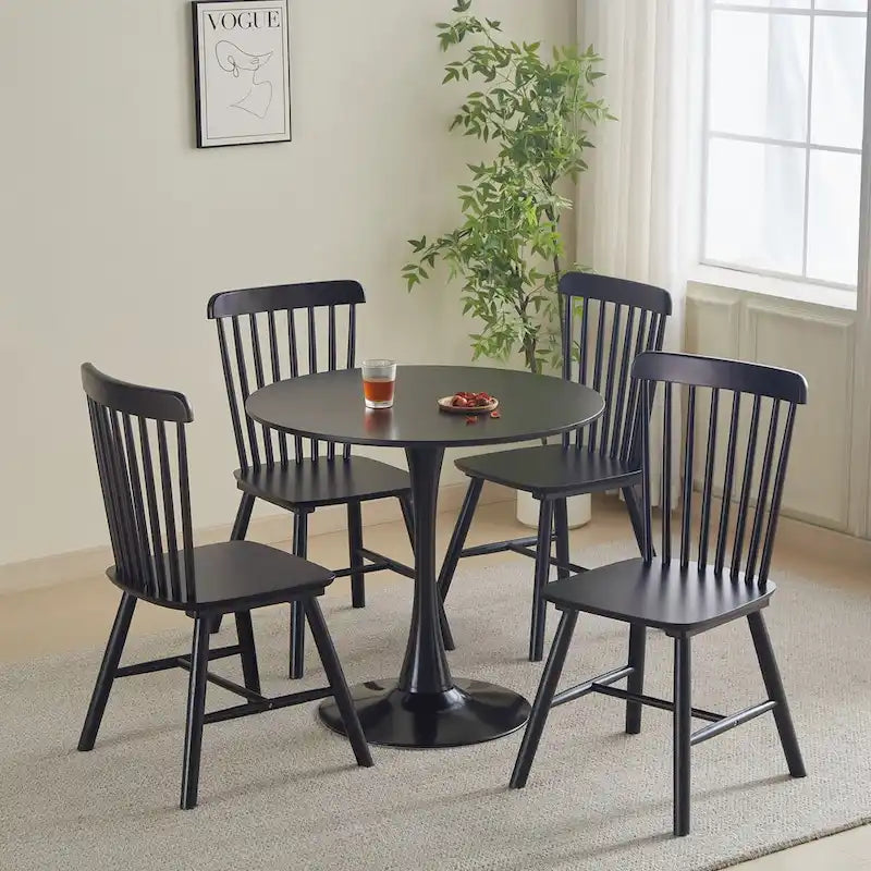 Table à manger ronde Table de cuisine moderne de 80 cm, design tulipe avec pied, table décontractée médiévale pour 2 à 4 personnes