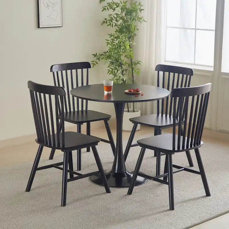 Table à manger ronde Table de cuisine moderne de 80 cm, design tulipe avec pied, table décontractée médiévale pour 2 à 4 personnes