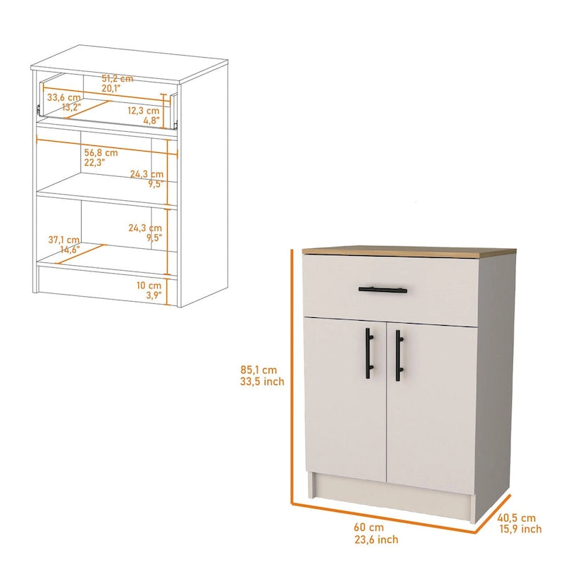 Meuble de cuisine haut en mélaminé avec 2 portes et 1 tiroir - S/O
