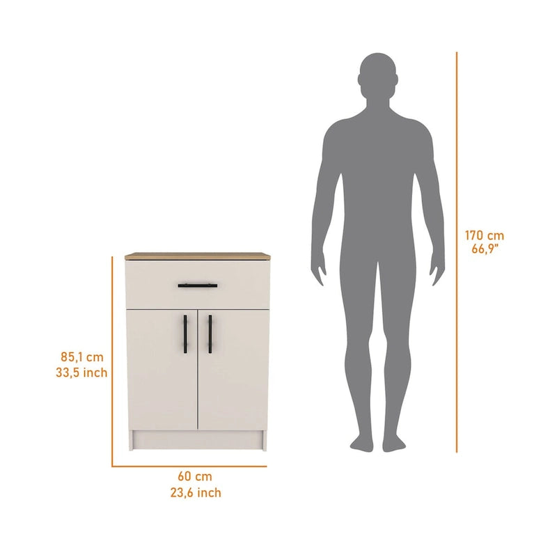 Meuble de cuisine haut en mélaminé avec 2 portes et 1 tiroir - S/O