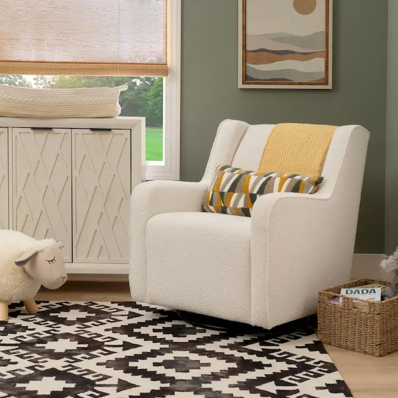 Fauteuil d'appoint pivotant et berçant en Sherpa blanc ou en Velours marron