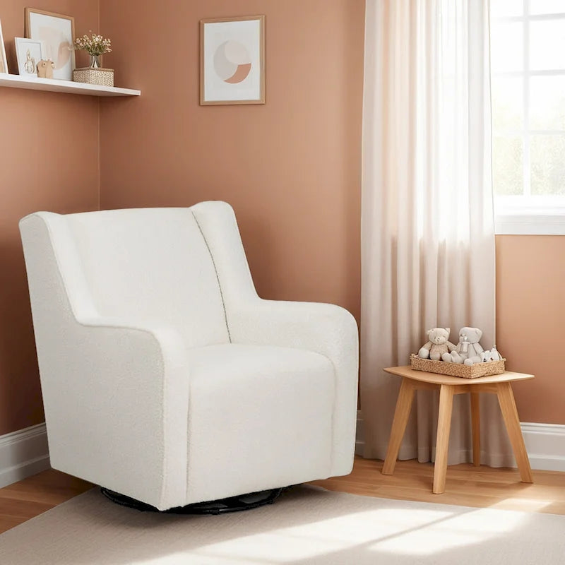 Fauteuil d'appoint pivotant et berçant en Sherpa blanc ou en Velours marron