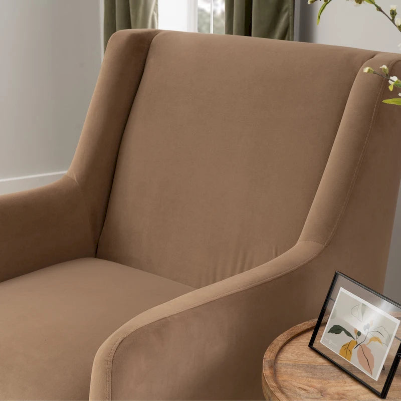 Fauteuil d'appoint pivotant et berçant en Sherpa blanc ou en Velours marron